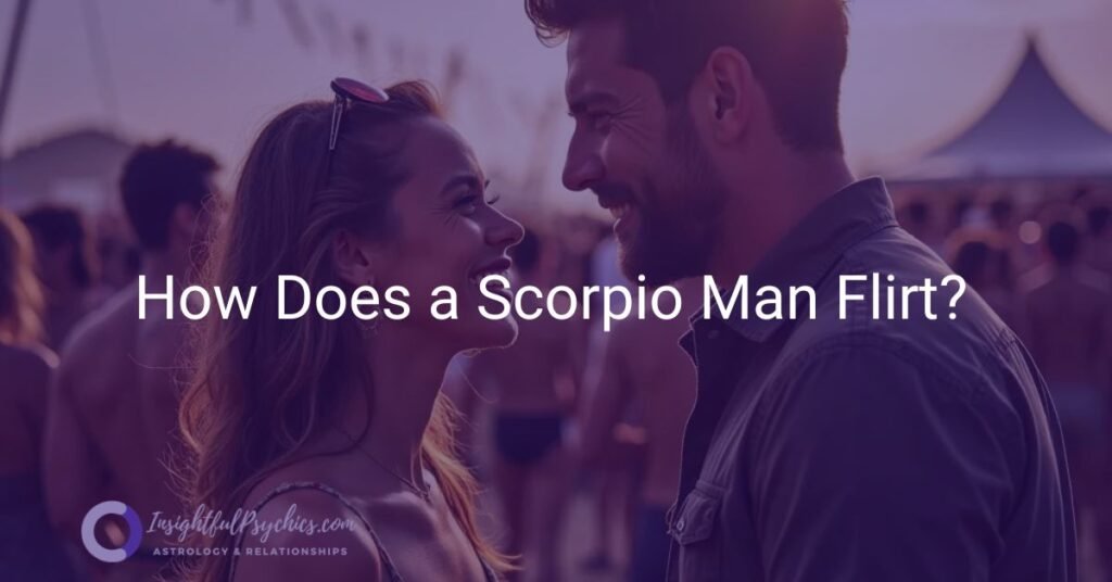 scorpio man flirting with his woman at a festival.