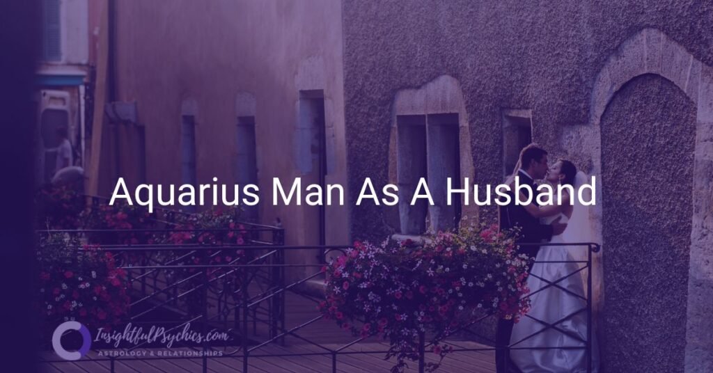 aquarius man as a husband kissing his bride against the wall.