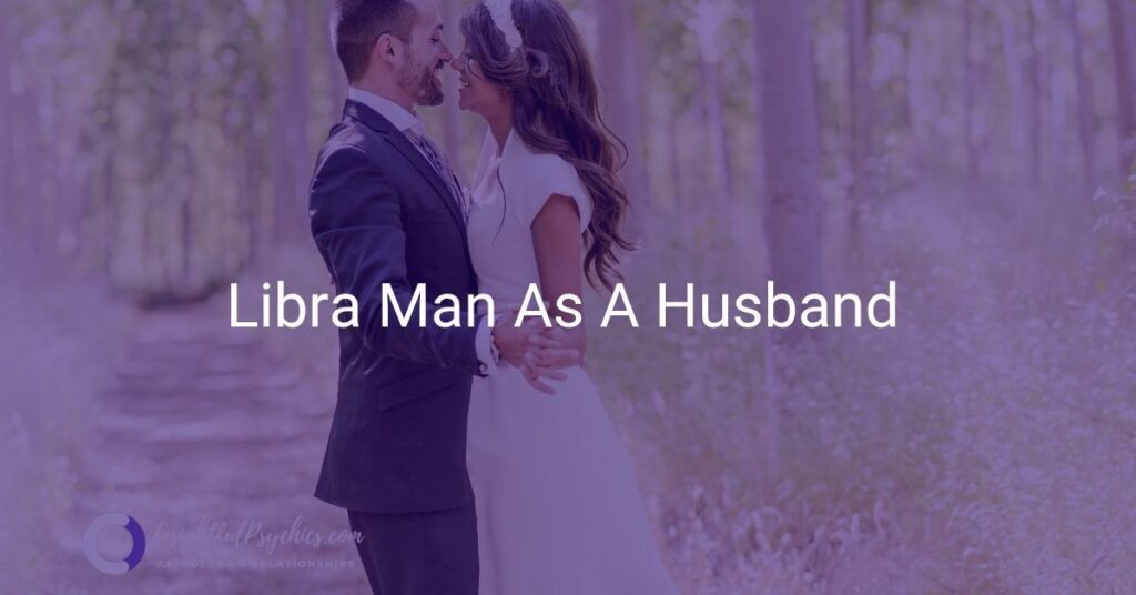 libra man as a husband kissing his bride.